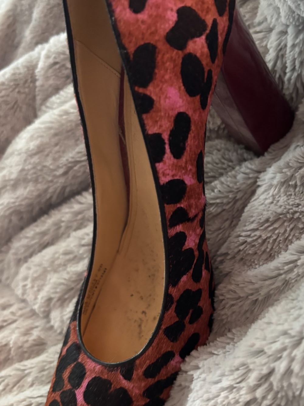 Cole Haan Nike Air Leopard Print Calf Hair Pumps Pink Burgundy Size 9B